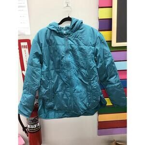 Xersion lightweight quilted jacket medium teal blue hooded new from JCPenney